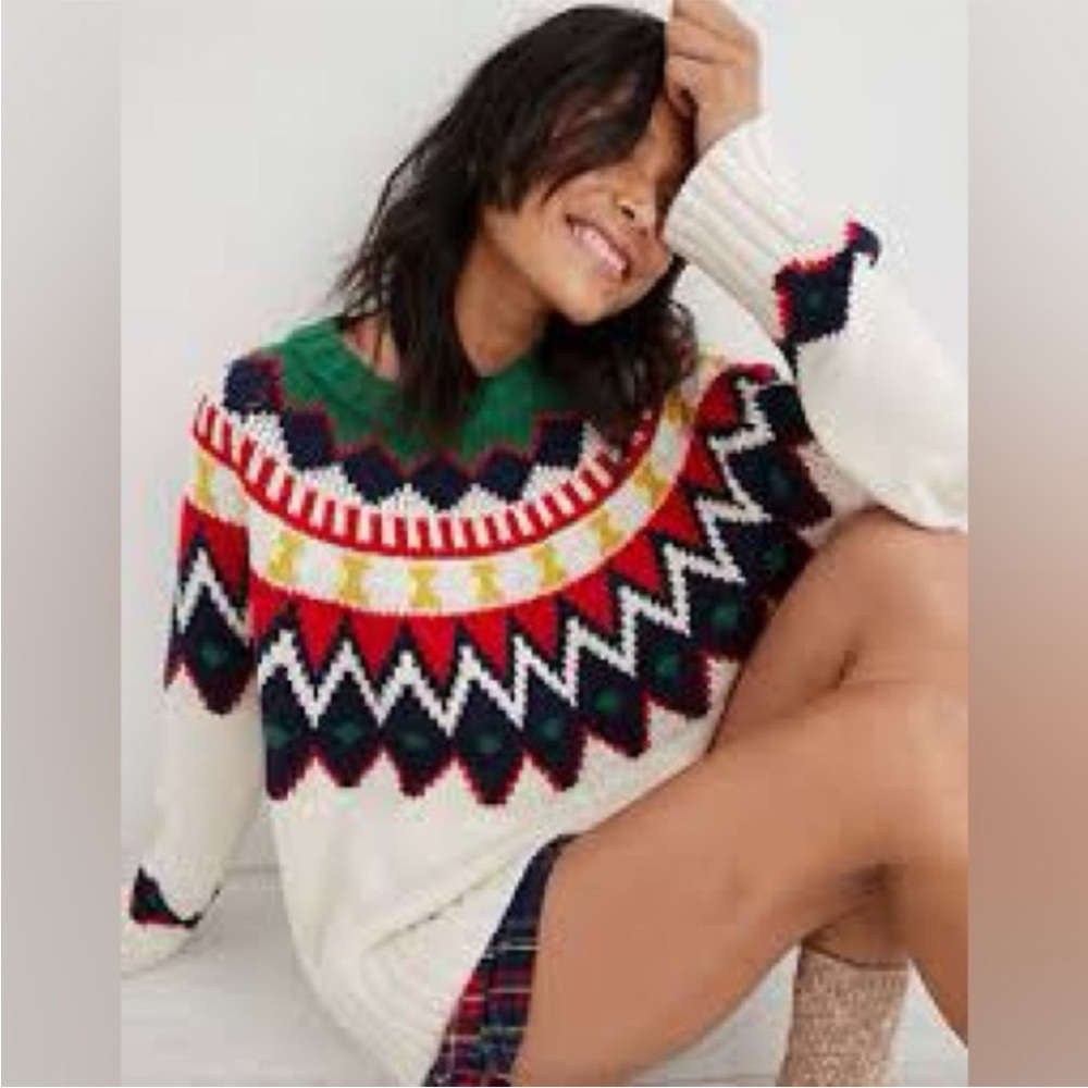 Aerie Multicolor Chevron Knit Sweater